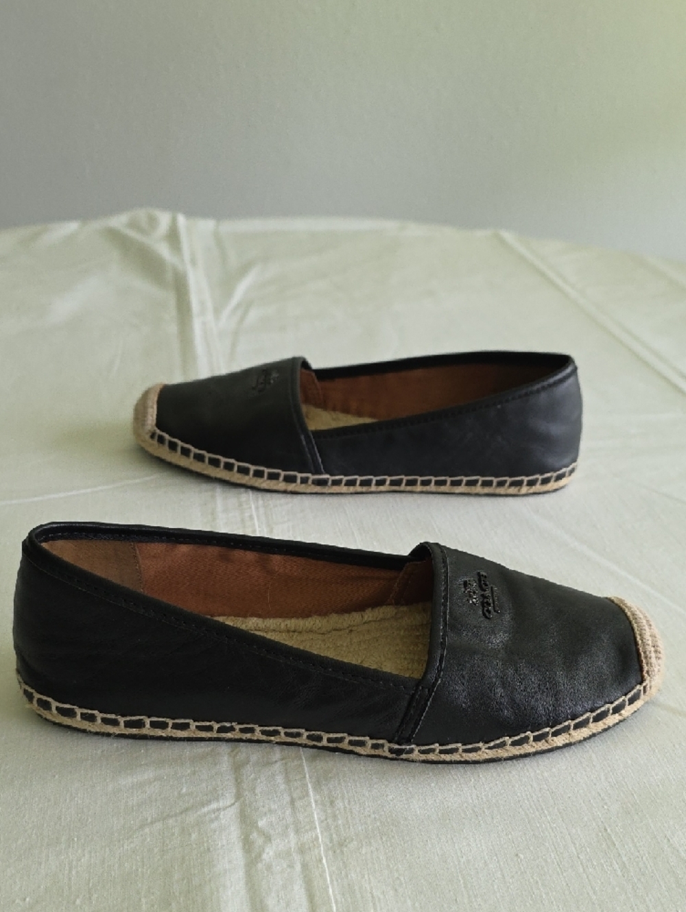 Coach Black Leather Espadrille Flats - Picture 5 of 9
